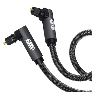 90 Degree Optical Cable 360 Degree Free-Rotating Plug Fiber Optic Cable S/PDIF Toslink Male to Male Cable for Home Theater, Sound Bar, TV, PS4,Grey 6.6ft/2m&Double90°