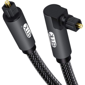90 Degree Optical Cable 360 Degree Free-Rotating Plug Fiber Optic Cable S/PDIF Toslink Male to Male Cable for Home Theater, Sound Bar, TV, PS4,Grey 3ft/1m