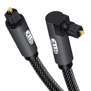 90 Degree Optical Cable 360 Degree Free-Rotating Plug Fiber Optic Cable S/PDIF Toslink Male to Male Cable for Home Theater, Sound Bar, TV, PS4,Grey 5ft/1.5m