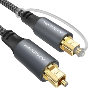 Optical Audio Cable Nylon Braided, Aluminum Case Gold Plated Optical Cable, Digital Audio Fiber Optic Cord Toslink for Sound Bar, TV, PS4, Vizio, LG, Bose, 6FT
