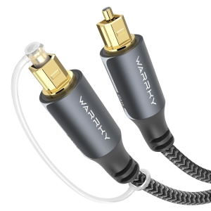 Optical Audio Cable Nylon Braided, Aluminum Case Gold Plated Optical Cable, Digital Audio Fiber Optic Cord Toslink for Sound Bar, TV, PS4, Vizio, LG, Bose, 3.3FT