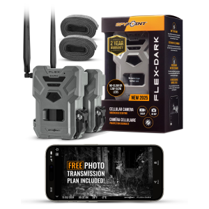 SPYPOINT FLEX-DARK TWIN PACK Cellular Trail Camera, 40MP Photos, 1080p Video + Sound, No-Glow Game Camera, Hunting Night Vision, Motion Activated,100ft Detection
