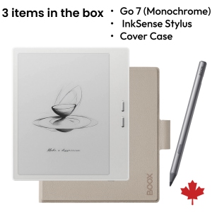BOOX Go 7 (White) + InkSense Plus Stylus + Beige Magnetic Cover Case with Pen Holder