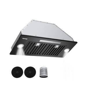 VEVOR 30 inches Built-in Range Hood Insert, 800CFM Steel, Gesture & Touch Control, LED Light, Baffle Filters, 4-Speed Fan, Ducted/Ductless Convertible.