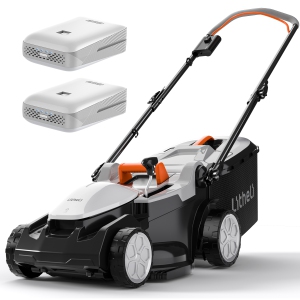 Litheli 16 Inch Lawn Mower 2x20V Electric Coreless Lawn Mower Lightweight Push Mower with 6-Position Height Adjustment, 2 x 4.0Ah Battery Include