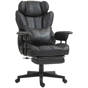 HOMCOM Big and Tall Office Chair with High Back and Lumbar Support, 400LBS Heavy Duty Swivel Executive Desk Chair with Padded Armrests, Wide Seat and Reclining Function, Black