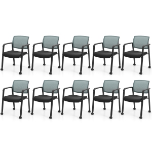 Gymax 10 PCSC Conference Chairs Stackable Office Guest Mesh Chair Waiting Room Wheels