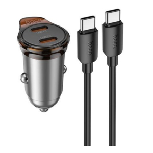 45W PD Dual USB-C Ports Fast Charging Car Charger Adapter Bluetooth Music FM Radio Transmitter & USB-C Cable