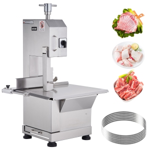 VEVOR 2200W Commercial Electric Meat Bandsaw, Stainless Steel Countertop Bone Sawing Machine, Workbeach 18.5" x 20.9", 0-7.1 Inch Cutting Thickness,Frozen Meat Cutter with 6 Blades