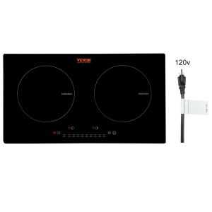VEVOR 24'' Electric Cooktop, 2 Burners, Induction Stove Top,Built-in Magnetic Cooktop 1800W,9 Heating Level Multifunctional Burner,LED Touch Screen w/ Child Lock & Over-Temperature