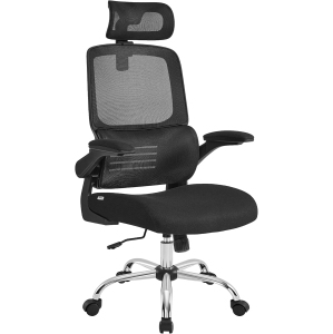VASAGLE High Back Mesh Office Chair with Lumbar Support – Ergonomic Desk Chair with Tilt Function & Foldable Armrests, Ink Black