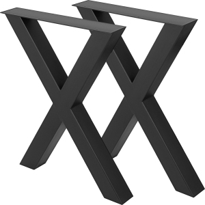 VEVOR 28x31x3.1 Inch Set of 2 Steel Table Legs, 28''Height 31''Wide Dining Table Legs, Heavy Duty 3.1" Square Box SectionXFrame Table Legs, Black Industrial Style Metal Dining Leg