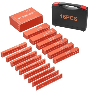 VEVOR 16-Piece Setup Blocks Woodworking Tools, Precision Height Gauge Block Set, with Clearly Laser Engraved Size Markings and Storage Case, Aluminum Setup Bars for Router
