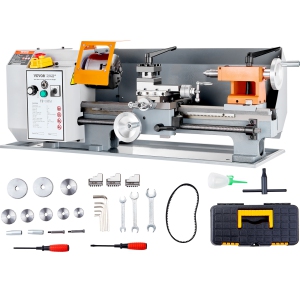 VEVOR 7'' x 13.78'' Metal Lathe Machine,Precision Benchtop Power Metal Lathe,0-2200 RPM Continuously Variable Speed,500W Brush Motor Metal Gears,with Tool Box for Processing Parts