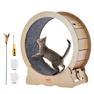 VEVOR 29.5 in Cat Exercise Wheel, Large Cat Treadmill Wheel for Indoor Cats, with Detachable Carpet and Cat Teaser for Running/Walking/Training, Suitable for Most Cats