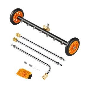 VEVOR 24" Pressure Washer Undercarriage Cleaner, Stainless Steel Surface Cleaner for Pressure Washer, 4000 Max PSI, Angle Adjustment Gear, 7 Spray Nozzles, 2 Extended Wands