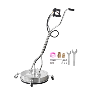 VEVOR 21" Pressure Washer Surface Cleaner, Stainless Steel Pressure Washer Attachments with 4 Wheels, 4500 Max PSI, 3/8 Quick Connector, 2 Spray Nozzles, Dual Handle, for Concrete