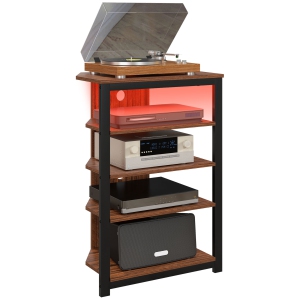 HOMCOM Corner TV Stand for TVs up to 29", Modern Entertainment Center with 4-Tier Storage Shelves and LED Lights, Media Console with Cable Management for Living Room