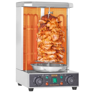 VEVOR 13 lbs Capacity Shawarma Grill Machine, Chicken Shawarma Cooker Machine with 2 Burners,Electric Vertical Broiler Gyro Rotisserie Oven Doner Kebab Machine,for Home Restaurant