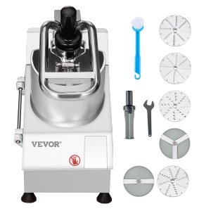 VEVOR Food Processor & Vegetable Chopper, 2 Feeding Holes Food-Grade Stainless Steel Chopper, 6 Detachable Blades, 3mm/5mm/7mm/10mm Shredder, 2mm/4mm Slicer, for Vegetables, Fruit