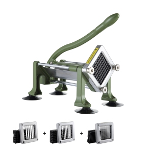 VEVOR French Fry Cutter, Potato Slicer with 1/2", 3/8", 1/4" Stainless Steel Blades, Manual Chopper with Suction Cups, for Potatoes, Fries, Cucumber, Carrots & Veggies