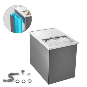 VEVOR 18"L x 12"W x 15"H Drop in Ice Chest, Stainless Steel, 28.6 Quart Ice Bin with Sliding Lid for Outdoor Kitchen Patio Bar, Drain-pipe Set Included, for Cold Wine Beer