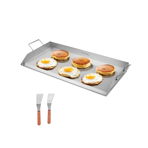 VEVOR 32x16 inch Stainless Steel Griddle, Universal Flat Top Rectangular Plate, Gas Grill Griddle for BBQ Grill, Teppanyaki, Portable Family Cookware with Handle, for Camping Party