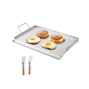 VEVOR 23x16 inch Stainless Steel Griddle, Universal Flat Top Rectangular Plate, Gas Grill Griddle for BBQ Grill, Teppanyaki, Portable Family Cookware with Handle, for Camping Party