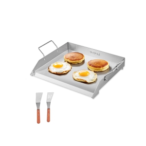 VEVOR 18x16 inch Stainless Steel Griddle, Universal Flat Top Rectangular Plate, Gas Grill Griddle for BBQ Grill, Teppanyaki, Portable Family Cookware with Handle, for Camping Party