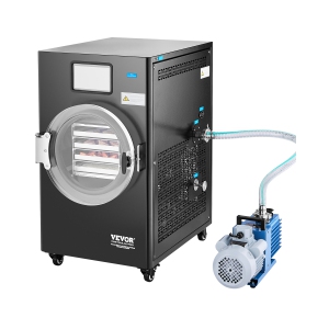 VEVOR Vacuum Freeze Dryer Machine, 8.8-13.2 LBS Batch Food Freeze Drying Machine with 4-Layer Trays, Vacuum Pump, Adjustable Timer and Temperature Control, for Fruits Meat, Black
