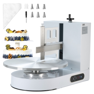 VEVOR 25-320RPM Cake Decorating Machine, Cake Spreading Coating Smearing Machine, Low Noise Cake Frosting Machine, Turntable with Adjustable Scraper, for 4" to 16" Cake, White