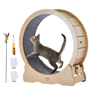 VEVOR 35.8 inch Cat Exercise Wheel, Large Cat Treadmill Wheel for Indoor Cats, with Detachable Carpet and Cat Teaser for Running/Walking/Training, Suitable for Most Cats