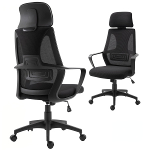 Kepooman Mesh Office Chair with Up&Down Headrest, Ergonomic Computer Desk Chair with Adjustable Tilt Angle