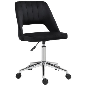 Kepooman Mid Back Office Chair Velvet Fabric Swivel Scallop Shape Computer Desk Chair - Black