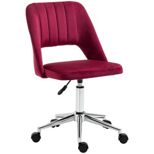 Kepooman Mid Back Office Chair Velvet Fabric Swivel Scallop Shape Computer Desk Chair - Red