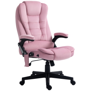 Kepooman 6-Point Vibrating Massage Home Office Chair High Back Executive Chair with Reclining Back, Swivel Wheels - Pink
