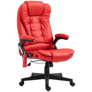 Kepooman Adjustable Heated Ergonomic Massage Office Chair Swivel Vibrating High Back Faux Leather Executive Chair Home Office Furniture