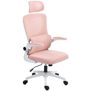 Kepooman High Back Office Chair, Mesh Computer Desk Chair with Rotatable Headrest - Pink