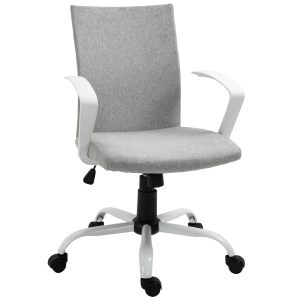 Kepooman Linen Mid Back Office Chair With Tilt Function, Swivel Computer Chair - Light Grey