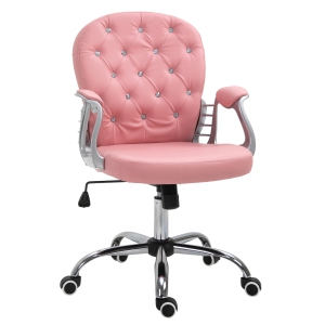 Kepooman Office Chair, Comfortable Computer Desk Chair with Padded Seat and Adjustable Height and Tufted Back - Pink