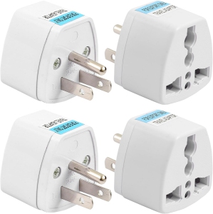 XCRS [4 Pack] Universal Three-pin EU India to US/ CANADA Power Travel Plug Adapter - 250V 10A Universal AU UK EU to US AC Power Travel Power Socket Adapter Converter