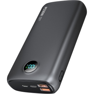 Portable Power Bank 40000mAh PowerBank QC 4.0 and PD 30W Quick Charging Built-in LED Display 2 USB 1 Type-C Output Compatible - Black