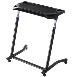 VEVOR Cycling Desk, Mobile Foldable Multi-Functional Bike Trainer & Treadmill Desk with Lockable Wheels, Non-Slip Multi-Slot Bike Trainer with Handle Bar, Fit for Home Exercise