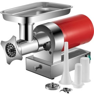 VEVOR 1100 W Electric Meat Grinder, 661 Lbs/Hour Meat Grinder Machine, 1.5 HP Electric Meat Mincer with 2 Grinding Plates, Sausage Kit Set Meat Grinder Heavy Duty, Home Kitchen Red