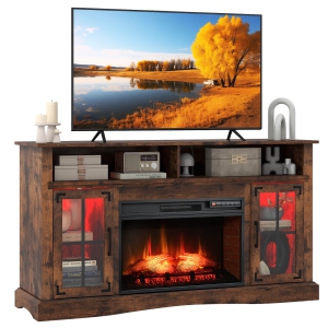Gymax Fireplace TV Stand w/ Remote Controls & Thermostat Storage Cabinets