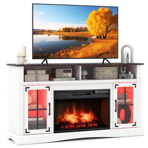 Gymax Fireplace TV Stand w/ Remote Controls & Thermostat Storage Cabinets