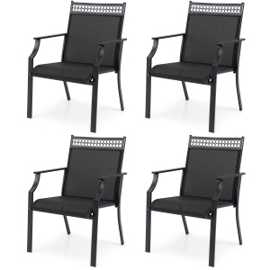 Gymax 4 PCS Patio Chairs w/ All Weather Breathable Fabric High Backrest Blue