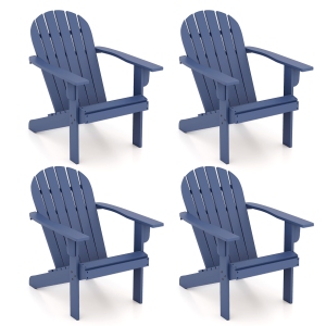 Gymax 4PCS Patio Adirondack Chair w/ Inclined Seat High Backrest & Wide Armrests
