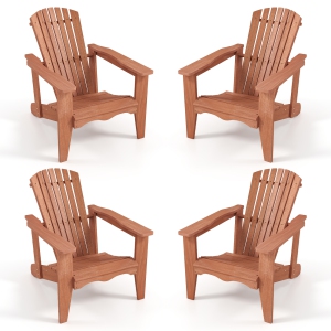 Gymax 4PCS Solid Wood Garden Chair w/ High Backrest Wide Armrests & Contoured Seat