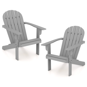 Gymax 2PCS Patio Adirondack Chair w/ Inclined Seat High Backrest & Wide Armrests